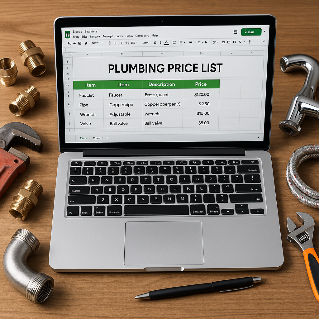 Plumbing Google Sheets Price List Template for Tradespeople