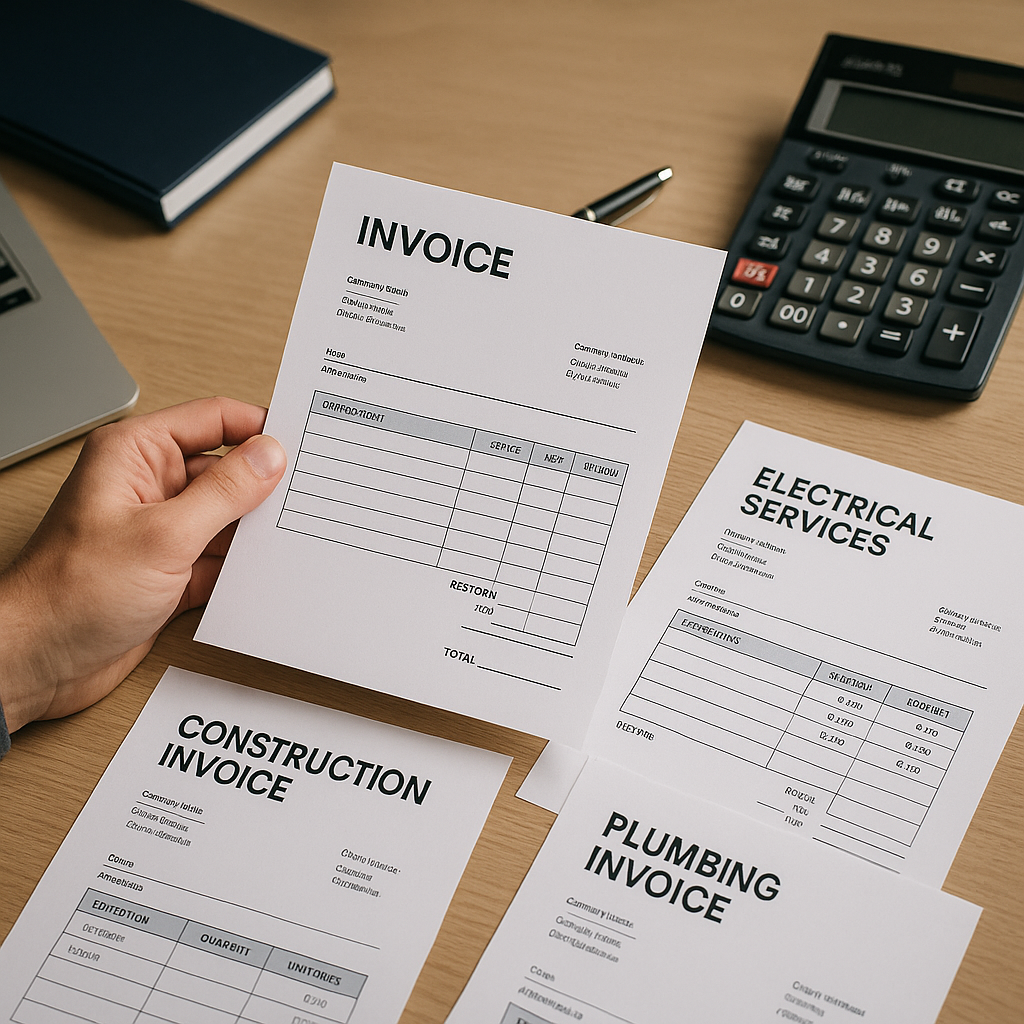 Accountancy Invoice templates for specific trades