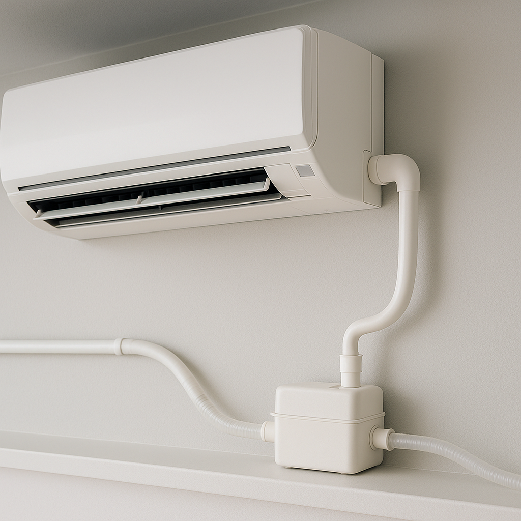 Air Conditioning     How do you handle condensate drainage (gravity vs pump vs external run-off)?
