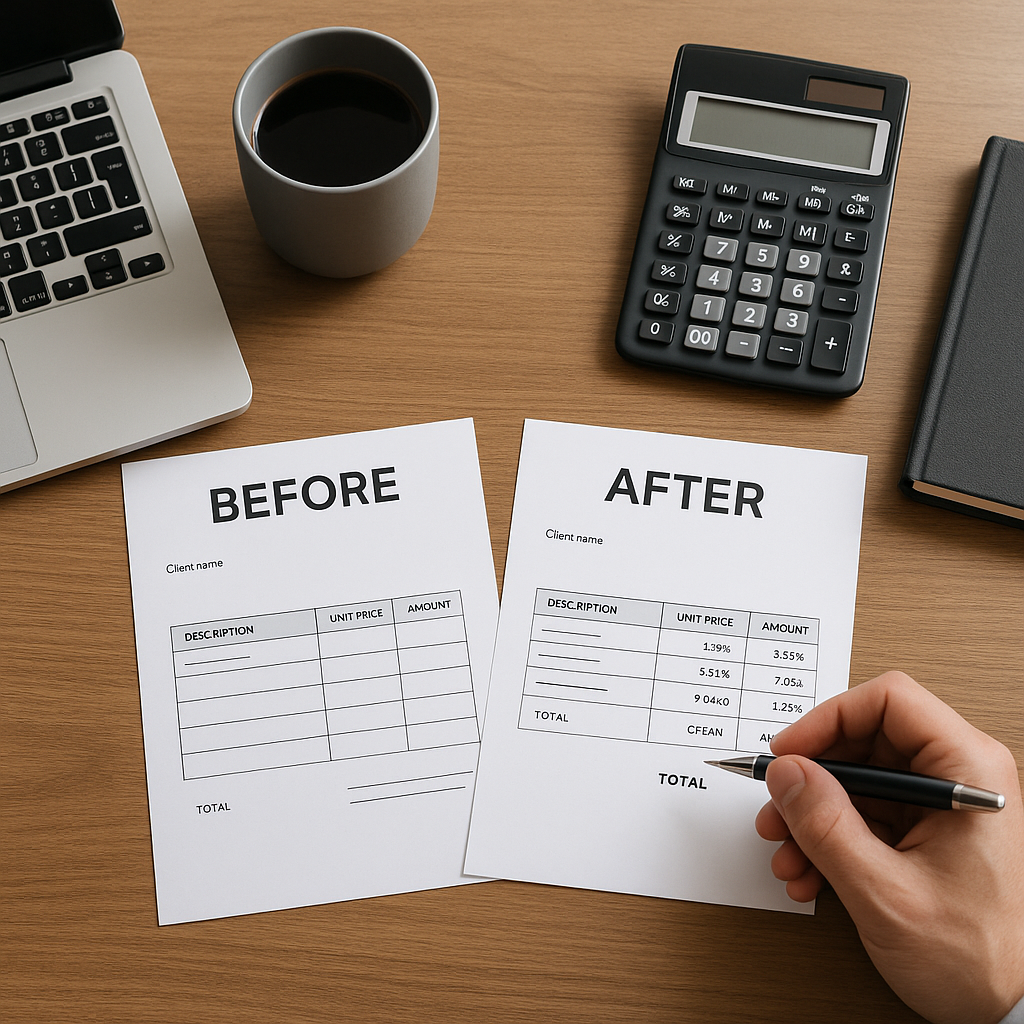 Accountancy How to create professional before and after photo invoices