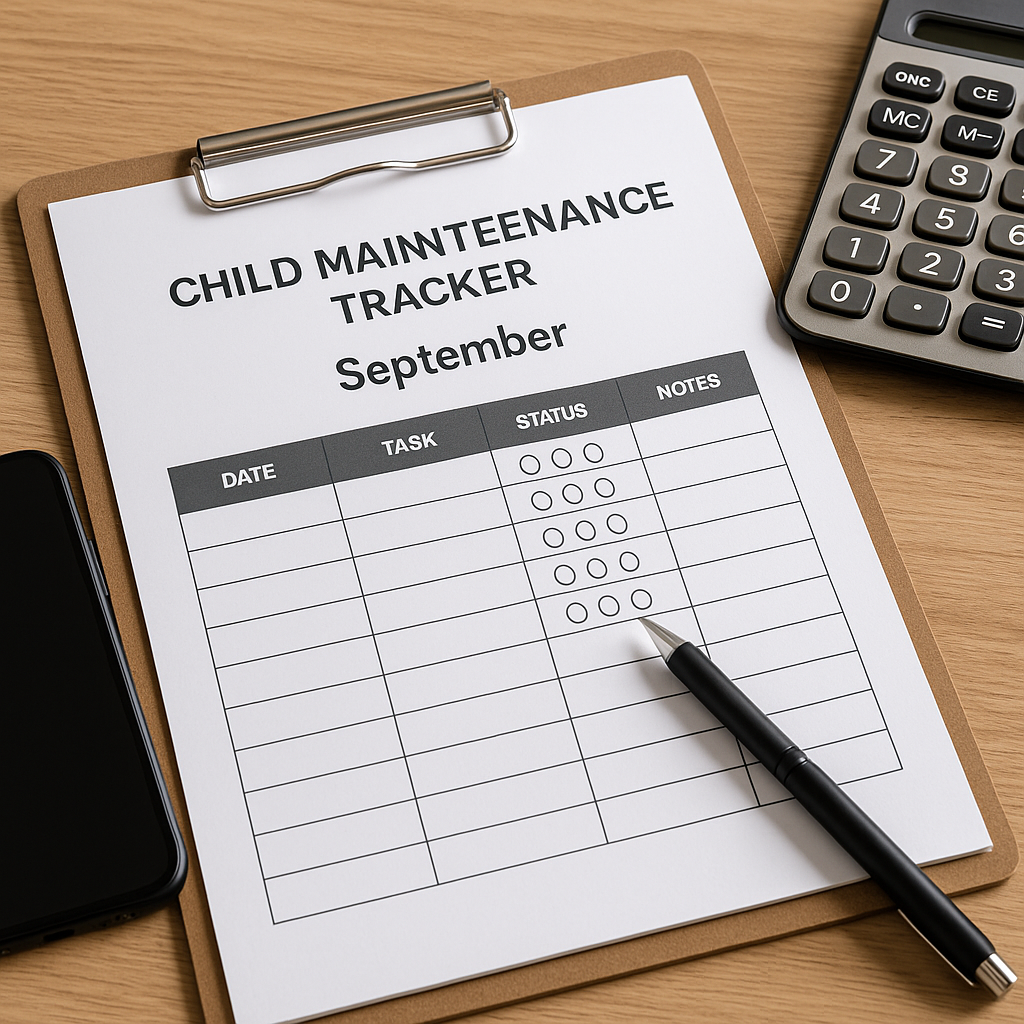 Other Industry A Simple Child Maintenance Tracker for September